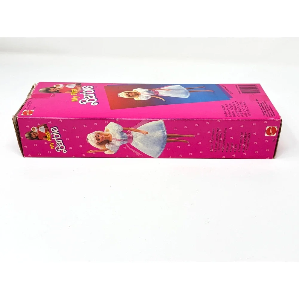 Vintage 1984 My First Barbie Doll Mattel 1875 White Pink Dress New in Box NIB
